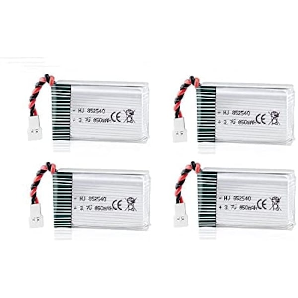 Set med 4 Lipo-batterier 850mAh 3.7V för Syma X5SC X5SW Drones | Lämplig för Rc Quadcopters lång livslängd | Silver | 48x25x14 mm - 20 gr
