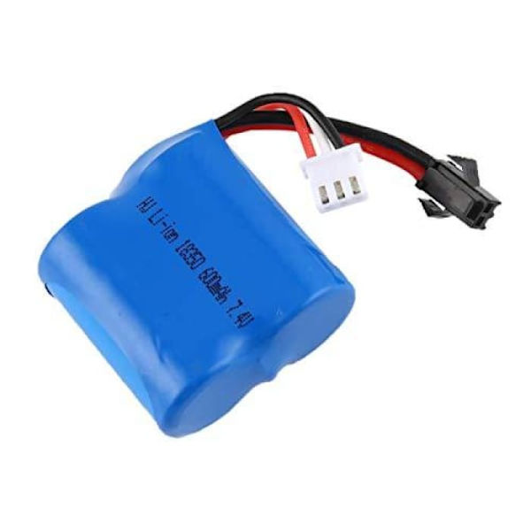 Li-ion batteri 7.4V 600mAh för RC-båt | Kompatibel med Skytech H100 H102 H106, Syma Q2 Q3 | Storlek: 40x38x21mm, Vikt: 48g