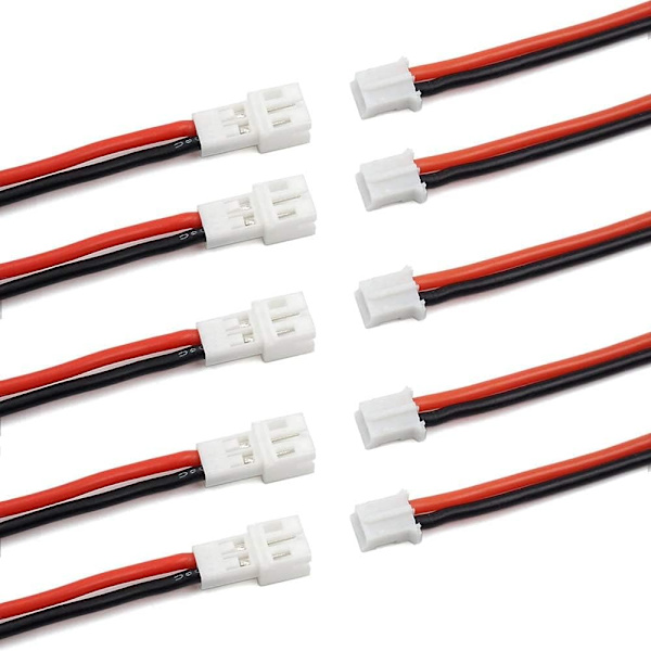 5 parin JST-PH 2.0 -uros- ja naarasliitinsarja | 80 mm kaapeli, 22 AWG pehmeää silikonia | JJRC H36, H67, Blade Inductrix, EMachine E010 E013 -akkuille