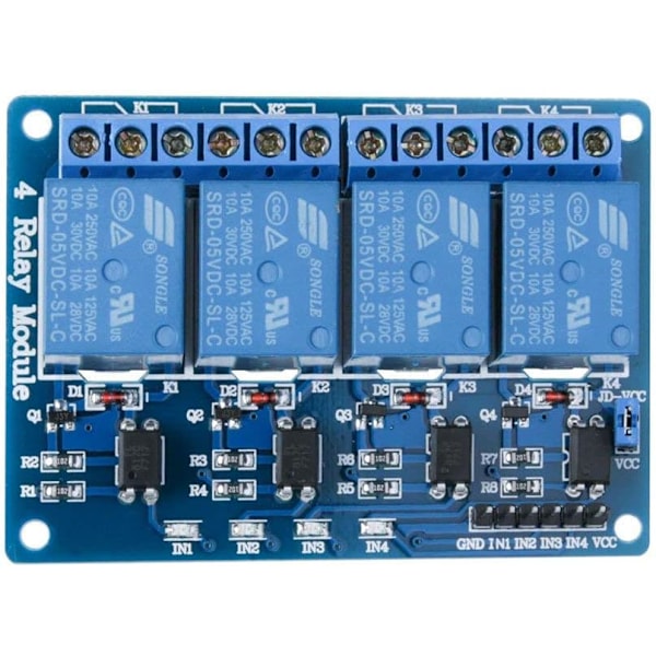4-kanavainen 5V relemoduuli - | Yhteensopiva UNO R3, Mega 1280, Arm DSP, PIC AVR, Raspberry Pi | Tila LED | Suuri teho