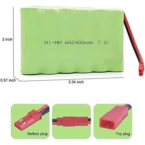 Ni-MH 7.2V 2400mAh AA JST uppladdningsbart batteri för RC lastbil, bilar | Lång livslängd | Lämplig för DJI Tello, Radiofly, Helifar, Färg