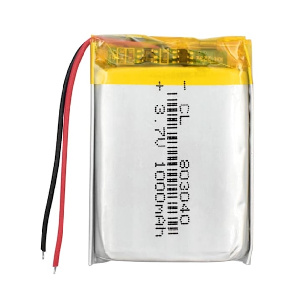 Ladattava Lipo-akku 803040 3.7V 1000mAh | Yhteensopiva kaiuttimien, Bluetoothin, GPS:n, Radiofly Space Kondor -droonin kanssa | PCM-suojaus, keltainen