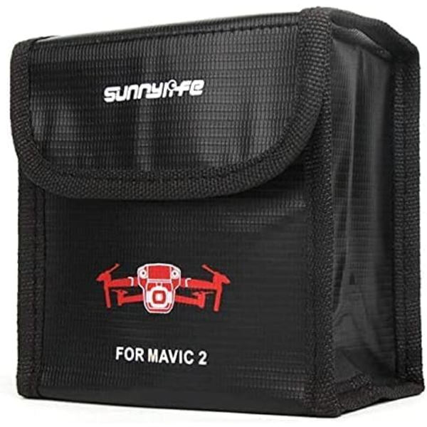 Säkerhetsväska för RC-batterier | Explosionssäker Lipo-skyddsväska | Eldfast laddningspåse, mått 115x110x73 mm | För 2 DJI MAVIC 2-batterier