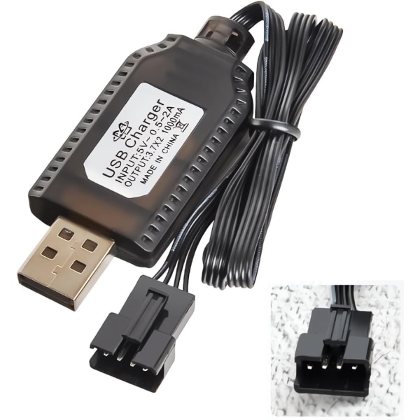 USB Universal RC-opladerkabel med SM-4P-stik til 2S 7,4V LiPo-batterikompatibel RC-bil/bil/flyvemaskine