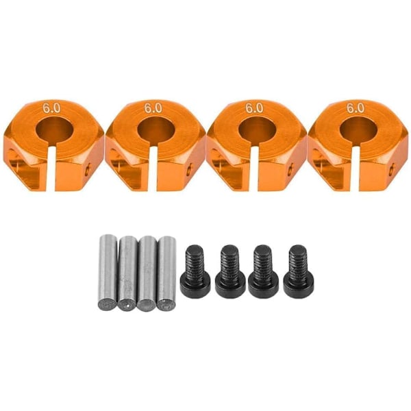 Adaptrar för sexkantshjulnav, 12 mm Universal för HSP Sakura RC-bilar i skala 1/10 (4 stycken) (6 mm - orange)