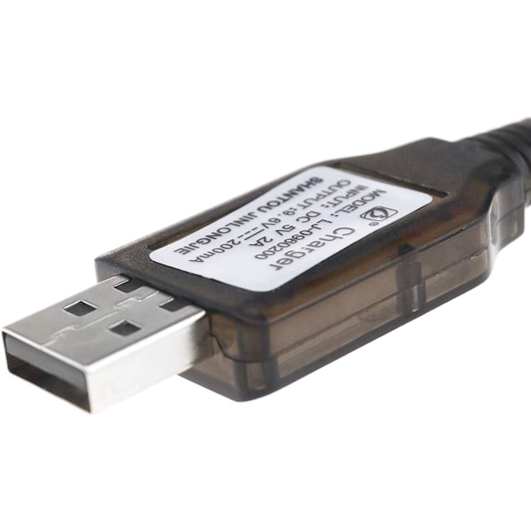 DC 5V USB-laddare för 9.6V Ni-MH Ni-CD 200mA uppladdningsbart batteri | RC Fjärrkontroll Adapter Bil, Båt, Tank | Laddkabel för radiostyrning, svart