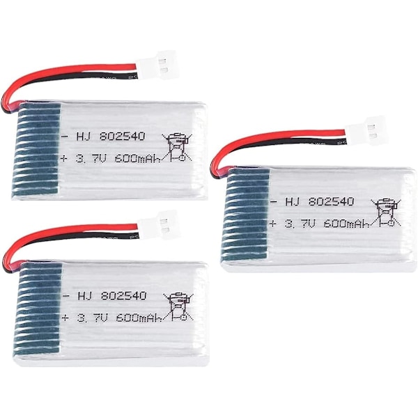 3 stk. genopladeligt lipo-batteri (3.7v, 600mAh Lipo) til Rc Drones quadcopters Syma x5 x5c x5SC x5SW, Cheerson CX-30W, Skytech M68, Wltoys F949