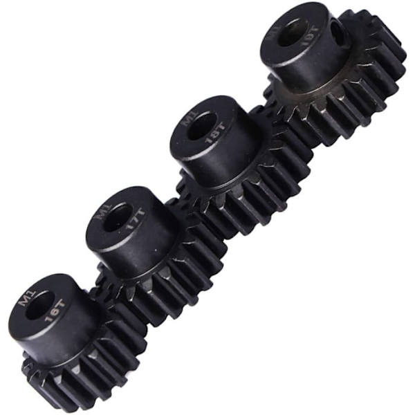 Set med 4 kedjehjul 16T-17T-18T-19T M1 för 1:8 RC borstlösa motorer | Slitstark metall | För Monster/Buggy/Truck, Svart
