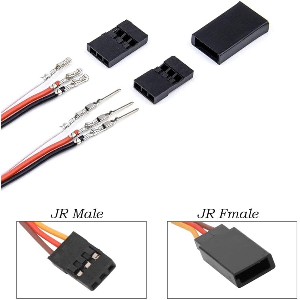 30 stk. han- og hunkontakter, JR-kontakt, RC-servokontakt 3-polet 2,54 mm til RC-droner, helikoptere, biler
