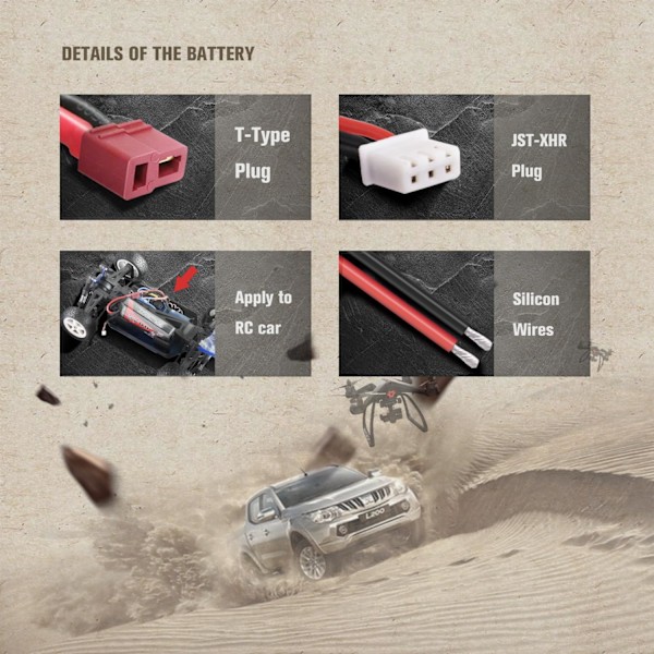 3-cells 11.1V 5200mAh 80C Lipo-batteri med T-kontakt, silikonkabel och hårt skal - Mått 138x47x36 mm, vikt 359g - Hög effekt för RC-modeller