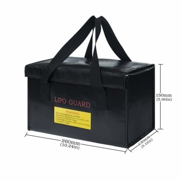 Brandsäker väska Idealisk för laddning av Lipo-batterier Brandsäker Mått cm 26 x 13 x 15 Färg Svart