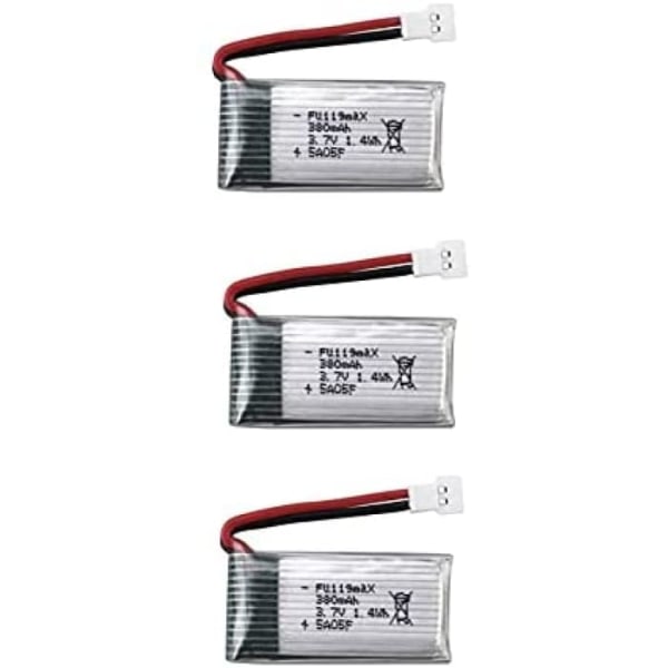 3 stk 3,7v 380mAh genopladeligt Lipo-batteri til Hubsan X4 H107c H107d H107L, Syma X11 X11C, HS170 Rc Quadricopter