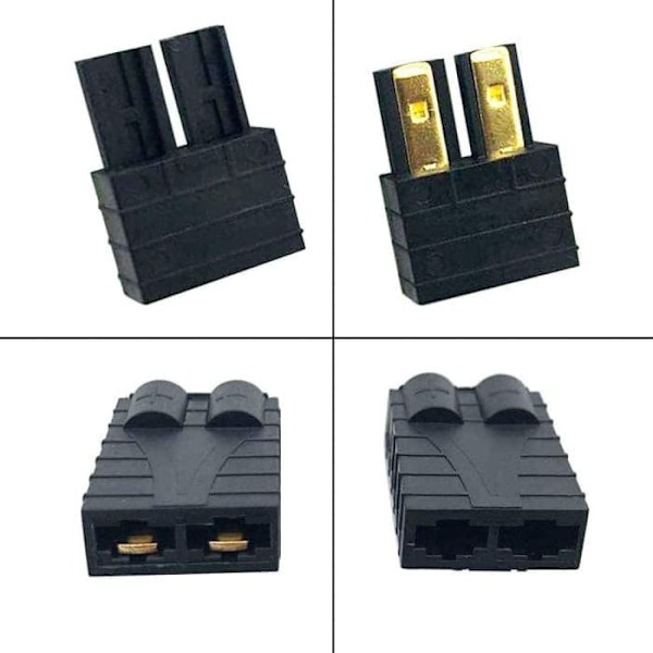 5 par TRX Traxxas-stik | Høj kvalitets han-hun til NiMh Lipo-batterier og børsteløs ESC | Egnet til tello batteri, lipo pose, Sort, Plast