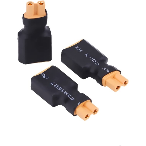 5 kpl RC Drone Akku Muunnin Adapteri (XT30 naaras - XT60 urosliitin), keltainen