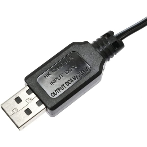 SM-2P 250mAh USB-laddarkabel för RC bil, Ni-MH 4.8V | Snabbladdning, spel över 18 min | Lämplig för drönare, bilradioapparater, svart, plast