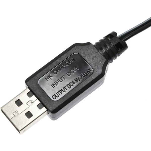SM-2P 250mAh USB-latauskaapeli RC-autoon, Ni-MH 4.8V | Nopea lataus, yli 18 minuutin peliaika | Sopii droneille, autoradioille, musta, muovi