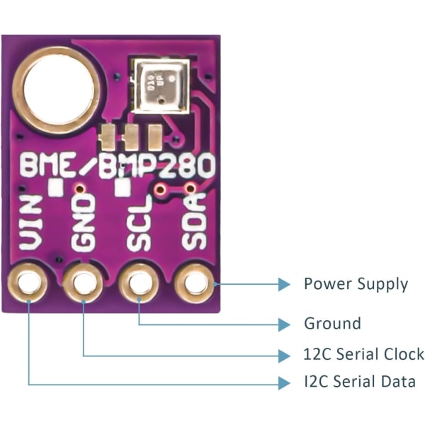 BME280-5V Digital Precisionssensor - Barometertryck, temperatur och fuktighetsmodul I2C/SPI 5V för gör-det-självare