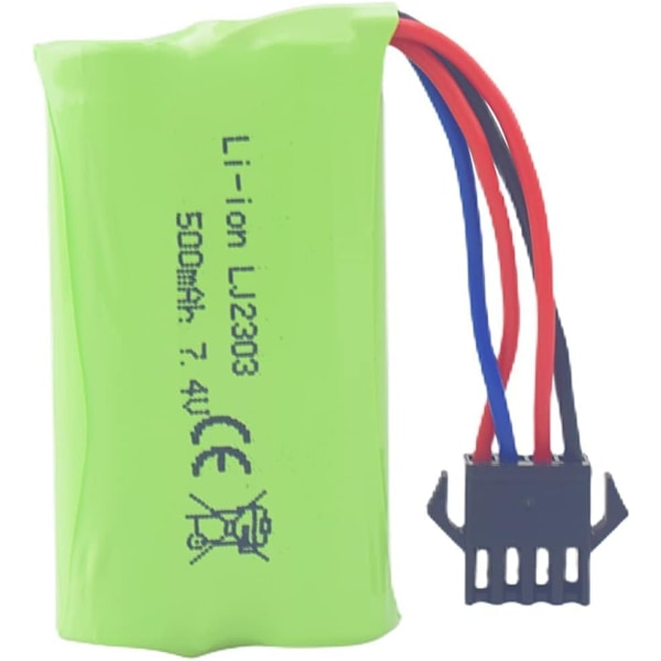 Nopeusakku Litium 7.4V 500mAh - Yhteensopiva EC16 DE85 kanssa, Kauko-ohjattava Vene, Laivamalli ja Auto - 1 kpl