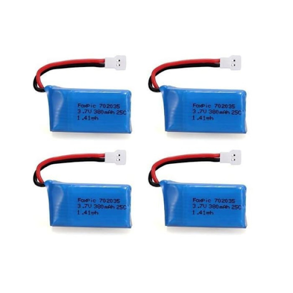 4 st laddningsbara Lipo-batterier 3,7v, 380mAh för Rc Quadricopter drönare HUBSAN X4 H107L H107C H107D H107 V252 JXD 385