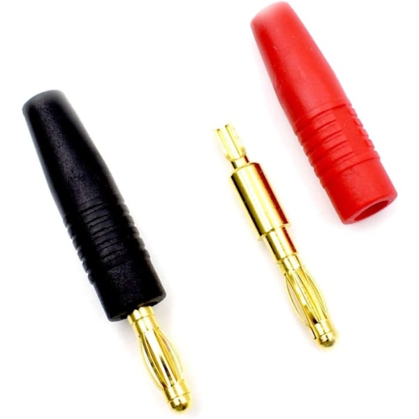 5 par 4mm bananstik til RC Lipo-batterier | Gyldne | Egnet til WLtoys 144001, Batterikasse, Rød & Sort, Plast