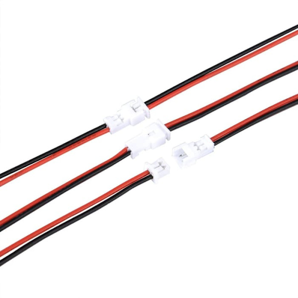 Sarja, jossa 40 JST-liitintä 1,25 mm, 20x uros/naaras, 80/100 mm kaapelit harraste-/LED-käyttöön, sopii akkuihin ja harrasteliitäntöihin, punainen