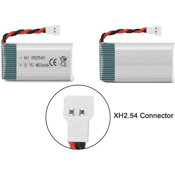 2 Lipo-batterier 850mAh 3.7V för Syma X5SC X5SW Drones | Maximal flygtid | Stabil energi, effektiv laddning | 48x25x14 mm - 20 g, silver