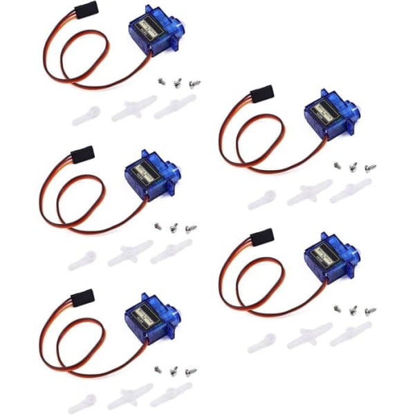 Micro 9G Servomotor för RC Helikopter, Flygplan, Båt & Robot Kompatibel med Arduino, Raspberry Pi | Förpackning med 5 stycken, blå, plast