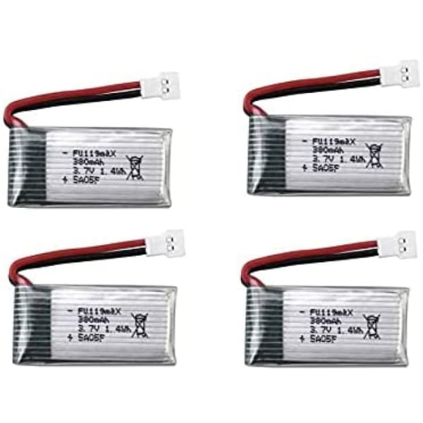 4 kpl 3,7 V 380 mAh ladattava LiPo-akku Hubsan X4 H107c H107d H107L, Syma X11 X11C, HS170 HS170C Rc Quadcopter -nelikoptereihin