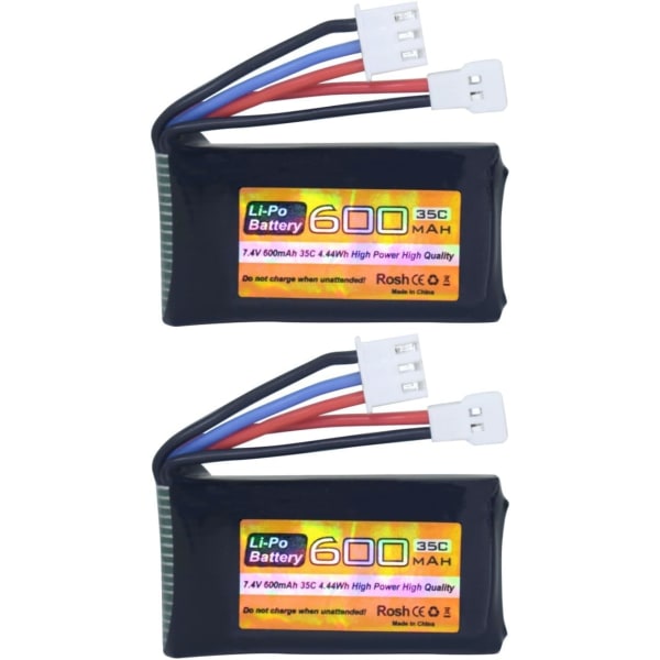 Sæt med 2 LiPo-batterier 7,4V 600mAh 35C 2S med Molex-stik - Kompatibel med FMS FCX24 RC-billastbil og elektriske klatrekøretøjer