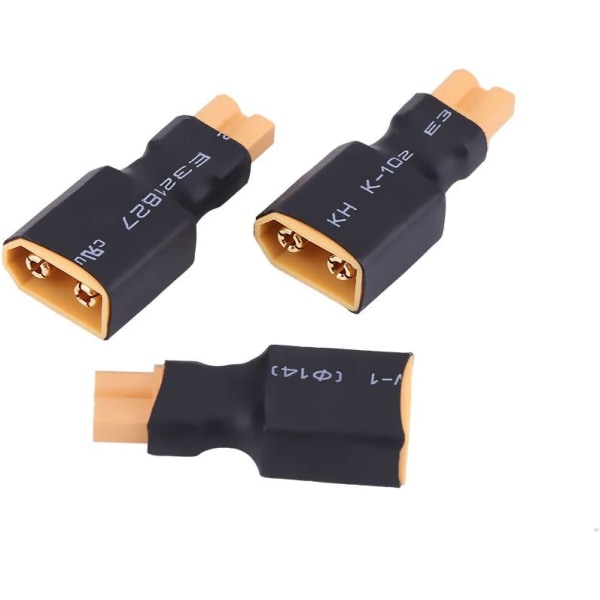 5 kpl RC Drone Akku Muunnin Adapteri (XT30 naaras - XT60 urosliitin), keltainen