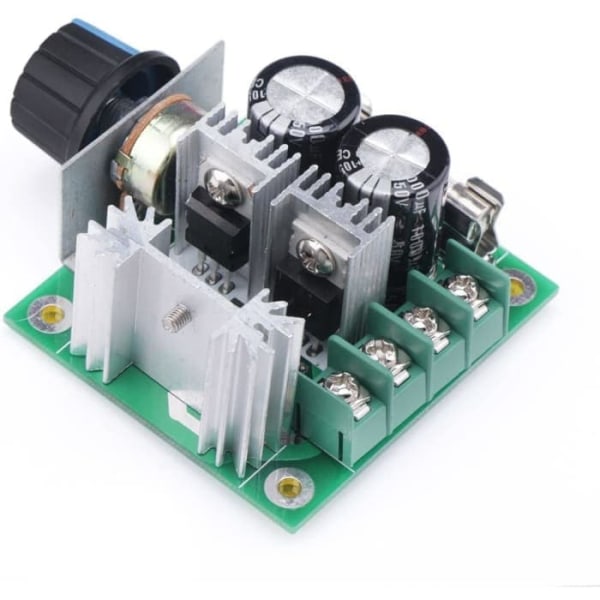 DC motorvarvtalsregulator 13KHz PWM 12-40V 10A | Hög effektivitet, stor twist | Omvänd polaritet och högströmsskydd, grön, plast