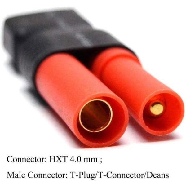 HXT 4mm till T-Plug Hane Adapter | Sladdlös för LiPo-batterier | RC-kontakt för JVC bilstereo strömförsörjning, säkringshållare, LiPo-påse, gul, plast