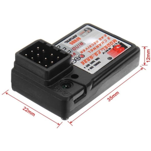 Flysky 2,4G 3CH FS-GR3E -vastaanotin FS-lähettimille GT2 / GT2B / GT2F / GT3B / GT3C / T6 / CT6B / TH9A / TH9X