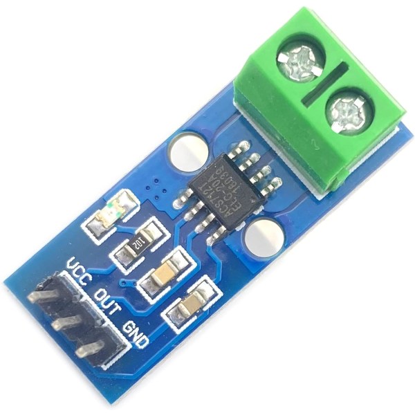 Strømsensor ACS712ELC 20A | Høj Følsomhed op til 20A | Nem Integration | Robust Design, GRØN, 27,4 mm x 11,8 mm