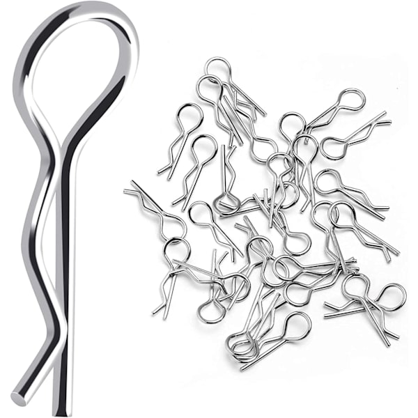 Rostfritt stål Body Pin Clip för RC Bil 1/10 | Hög kvalitet, rost- och slitstyrka | Lätt att installera, Silver