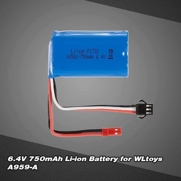 2 st laddningsbara Lipo-batterier (6,4 V 750 mAh) för bil för A959-A A969-A A979-A K929-A RC Truck 16500