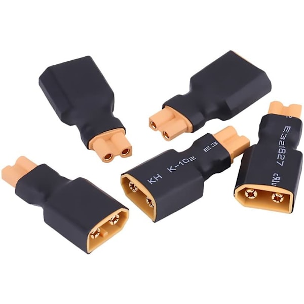 5 kpl RC Drone Akku Muunnin Adapteri (XT30 naaras - XT60 urosliitin), keltainen
