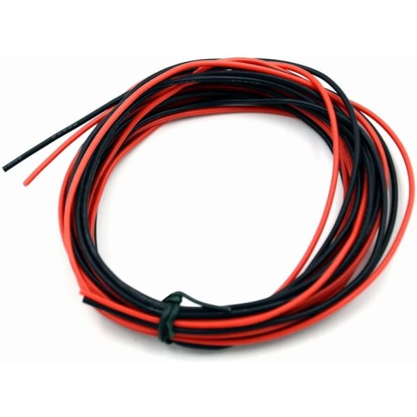 22 AWG Silikonikaapeli Joustava sähkökaapeli 5 metriä [2,5 m musta ja 2,5 m punainen] Tinattu kuparikaapeli Korkea lämmönkestävyys