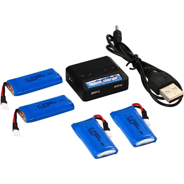1 til 4 oplader med 4 x 500mAh LIPO genopladelige batterier til HUBSAN X4 H107L H107C H107D H107 V252