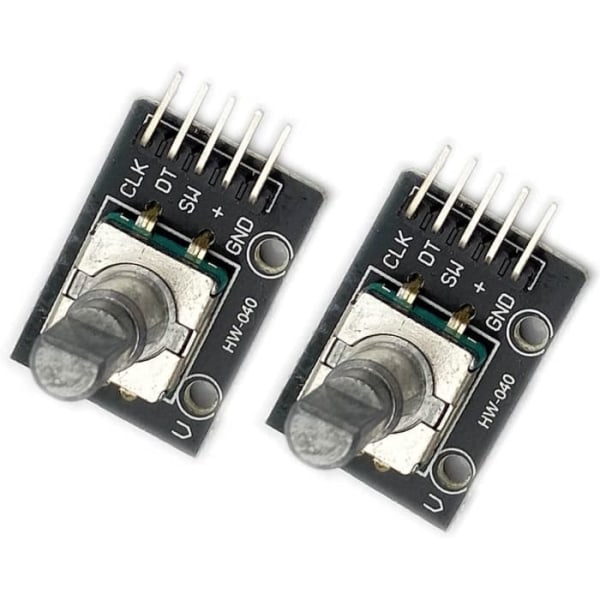 Roterande kodarmodul KY-040 2 stycken | För Raspberry Pi och Arduino | Vridbar och tryckbar ratt | Idealisk för volymjustering och räkning, metall