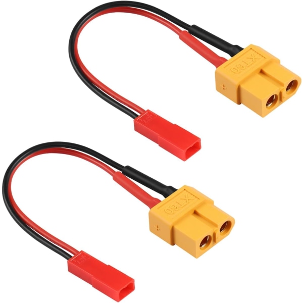 Set med 2 XT60 hona till JST hane laddningsadapterkablar, 22AWG, för RC LiPo-batterier, bil, quadcopter - XT60 omvandlare JST uttagskontakt, 10 cm