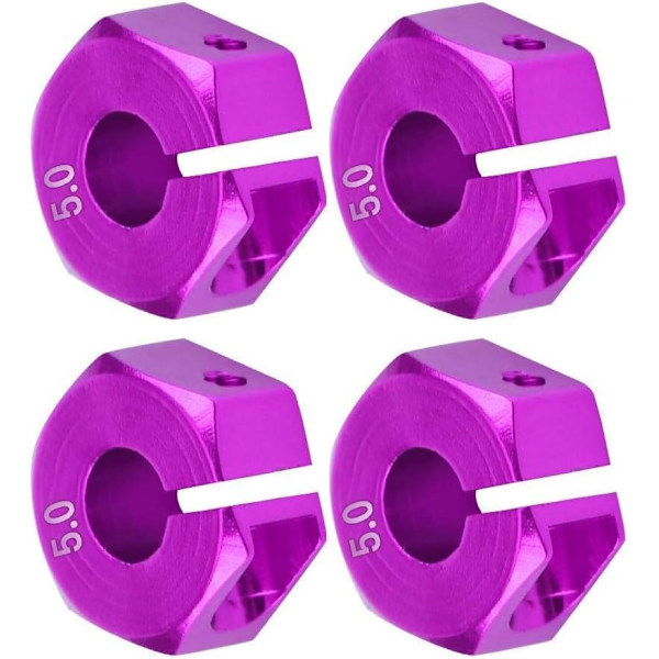 Hex-navan sovittimet, 12 mm Universaali HSP Sakura 1/10 mittakaavan RC-autoille (4 kpl) (5 mm - violetti)
