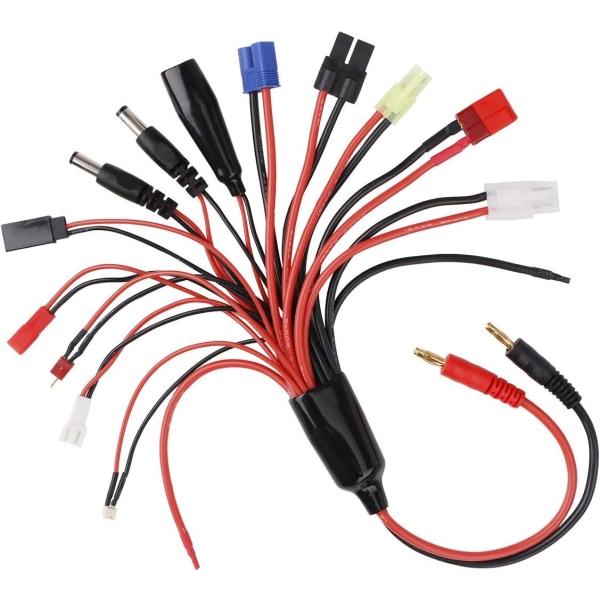 RC 14-i-1 Adapterkabel för Batteriladdare | Kompatibel med modelltillverkning och drönare | Inkluderar JST, Deans, EC3-kontakter