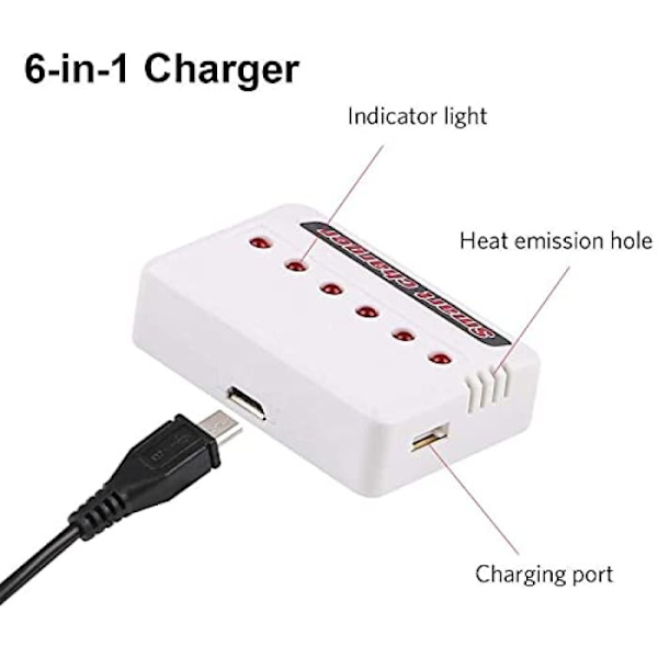 6 i 1 USB litiumbatteriladdare Universell batteriladdare för Hubsan H107D Syma X5C Quadcopter RC Helikopter Tillbehör