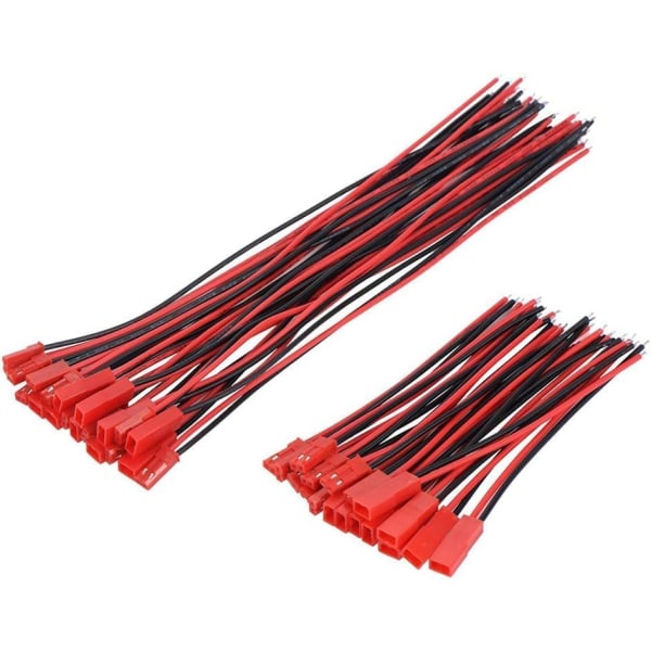 20 JST 22 AWG -liitintä, 2-napainen uros ja naaras, pituus 10 cm 15 cm - täydellinen LED-valoihin, lamppuihin, RC-akuihin ja leluihin
