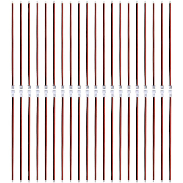 Sarja, jossa 40 JST-liitintä 1,25 mm, 20x uros/naaras, 80/100 mm kaapelit harraste-/LED-käyttöön, sopii akkuihin ja harrasteliitäntöihin, punainen