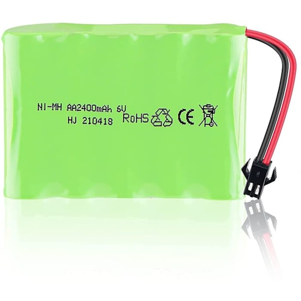 Ladattava akku 6V Ni-MH 2400mAh | Kauko-ohjattavaan autoon, Rc Rock Crawleriin | Mitat 70X51X15 mm | Pikalataus, Vihreä