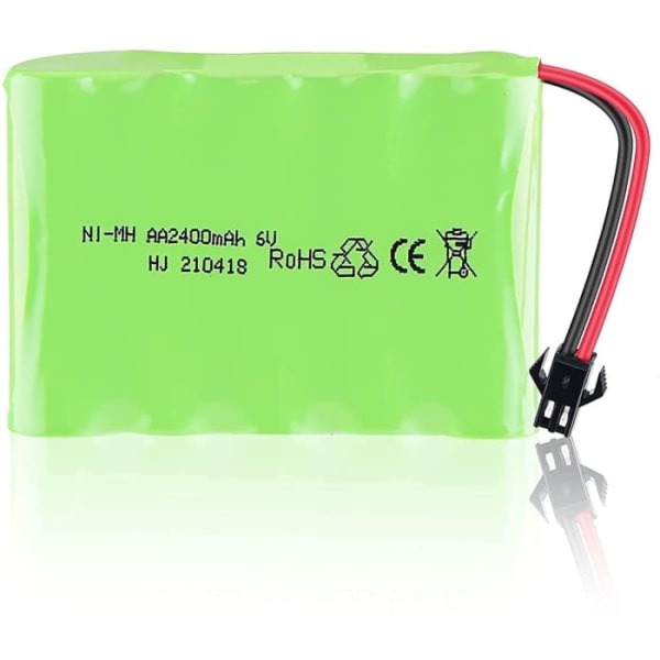 Uppladdningsbart batteri 6V Ni-MH 2400mAh | För Fjärrkontroll Bil, Rc Rock Crawler | Mått 70X51X15 mm | Snabbladdning, Grön