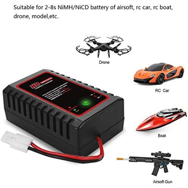 HTRC Nimh-oplader til 2-8s Nimh NiCD-batteripakker (2,4V-9,6V) med standard / Mini Tamiya-stik til Airsoft RC Bil Båd Drone