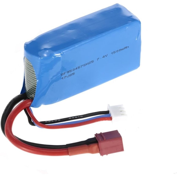 Uppladdningsbart LiPo-batteri 7.4V 1500mAh | Kompatibel med WLtoys A959-B, A979-B | Hög kapacitet och säkerhet | Idealisk för RC modellbygge, Blå